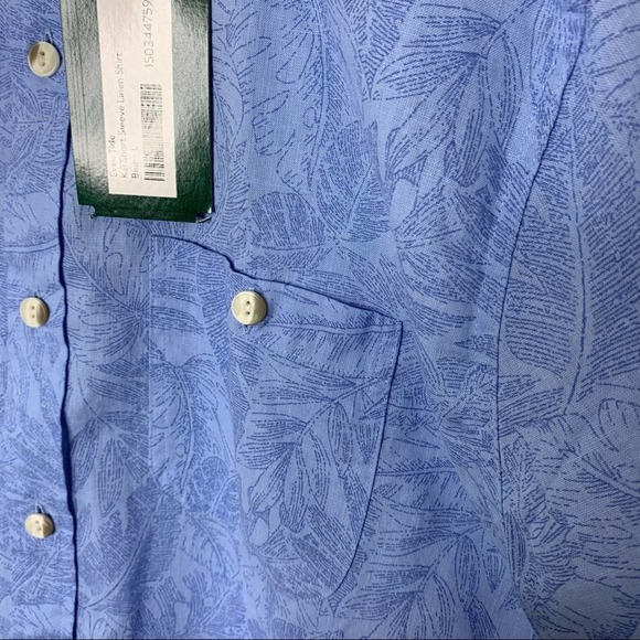 EVEN TIDE Blue Kai Short Sleeve Linen Button Up Shirt Men’s Large NEW - Picture 4 of 9